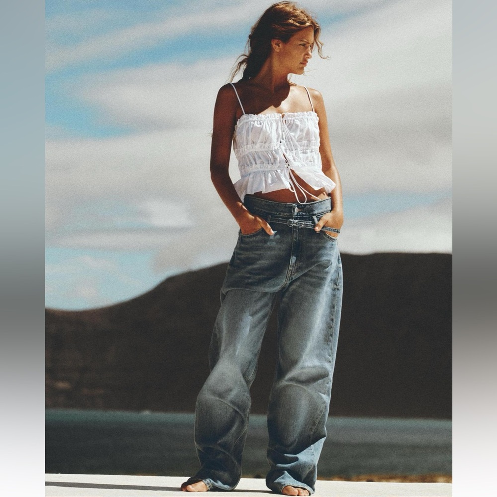 Zara tied poplin top white Medium - Picture 6 of 16